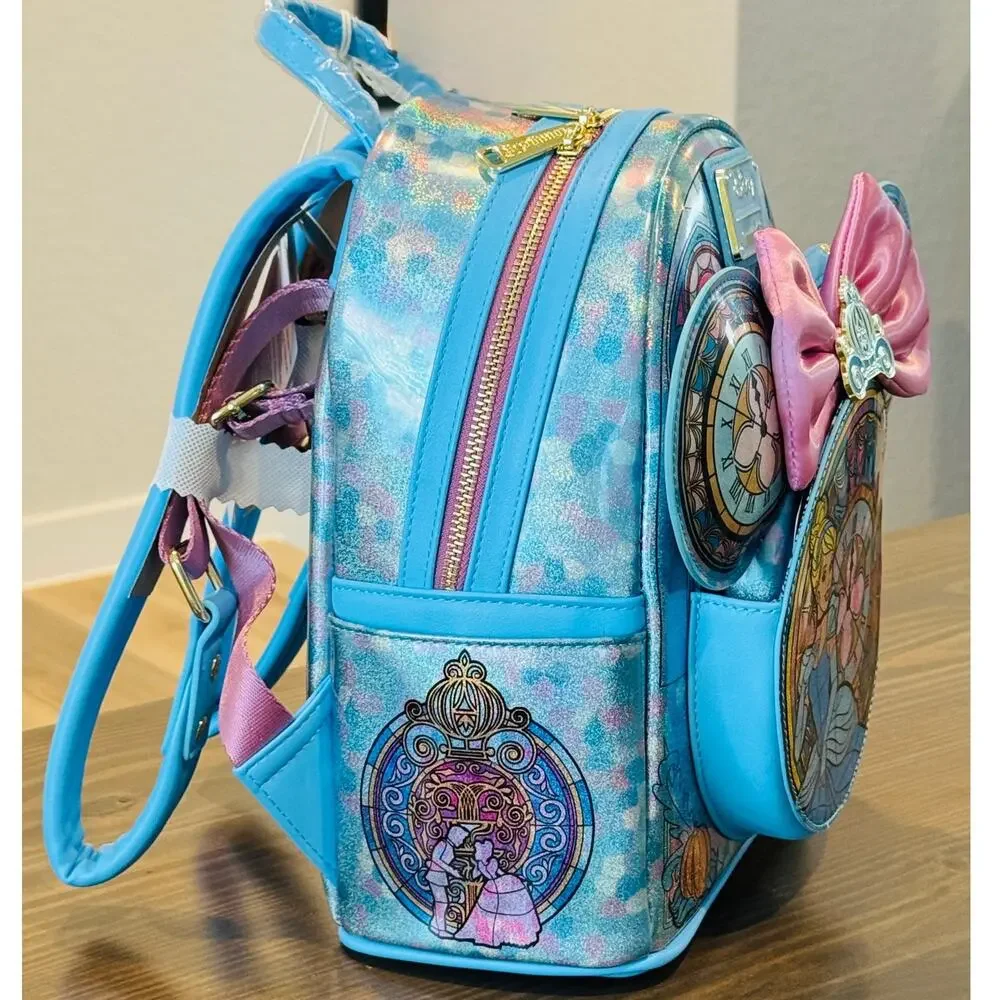 Loungefly Disney Princess Cinderella Stained Glass Mini Backpack & Ears Set NWT
